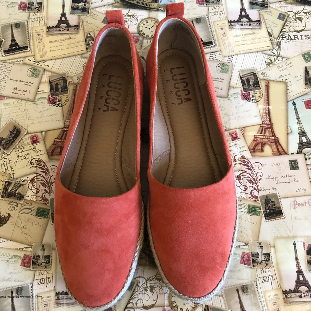 Lucca Lane Naomi Orange Suede Espadrilles